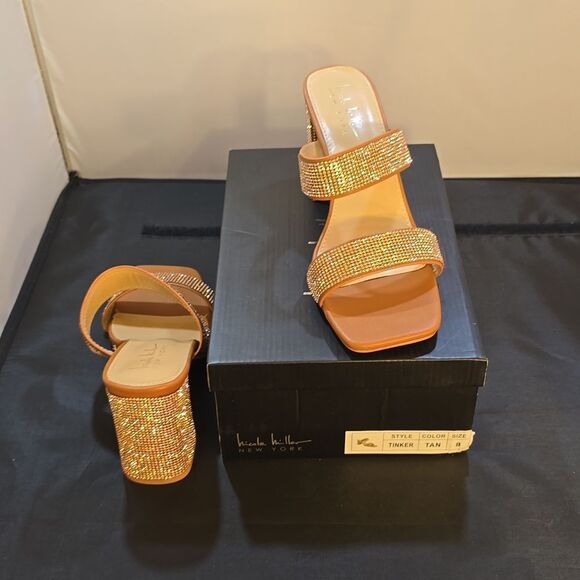 BRAND NEW NICOLE MILLER NEW YORK RHINESTONE EMBELLISHMENTS OPEN-TOE SANDAL G1 - Picture 16 of 16